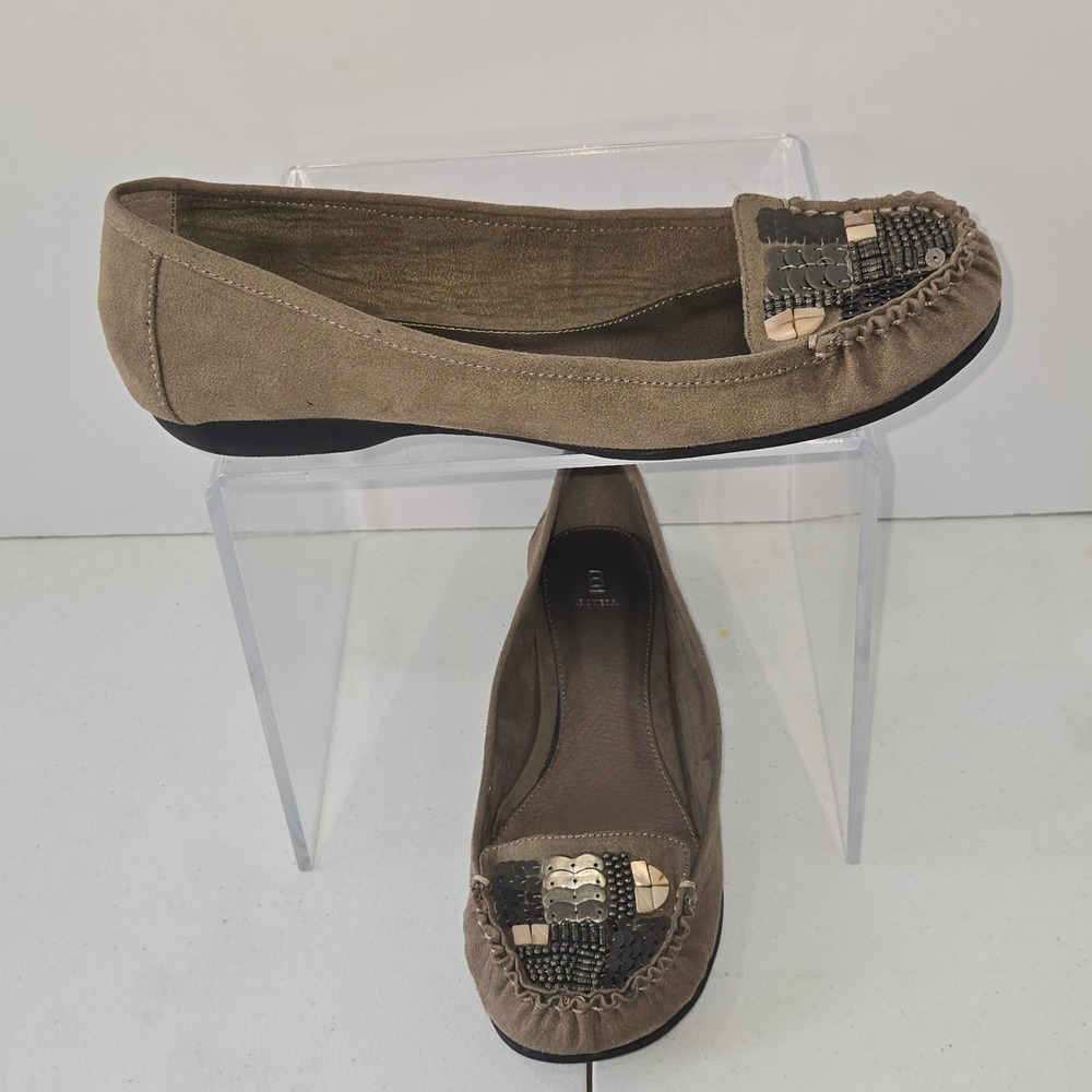 Bakers Haywood Taupe Embellished Ballet Flats Sequin Beaded Loafers Size 11B